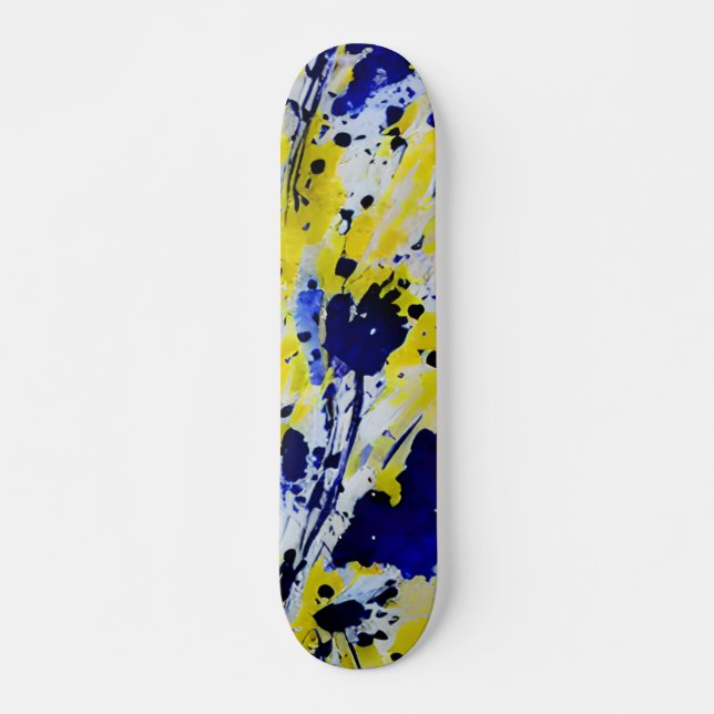 Fett Abstraktes, gelbes Paint Splash Skateboard (Vorne)
