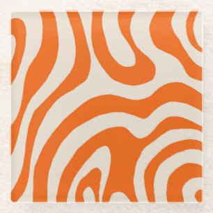 Fett Abstraktes Orangenmarmor Wavy Stripe Retro Glasuntersetzer