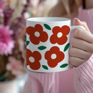 Fett Abstraktes Retro-Blume-Muster Kaffeetasse