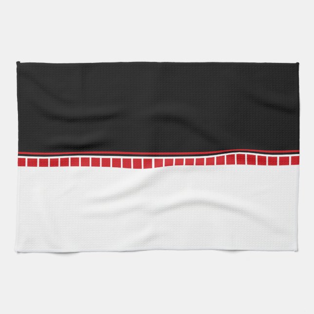 Fett Abstraktes Schwarz-weißes und rotes Muster Handtuch (Horizontal)