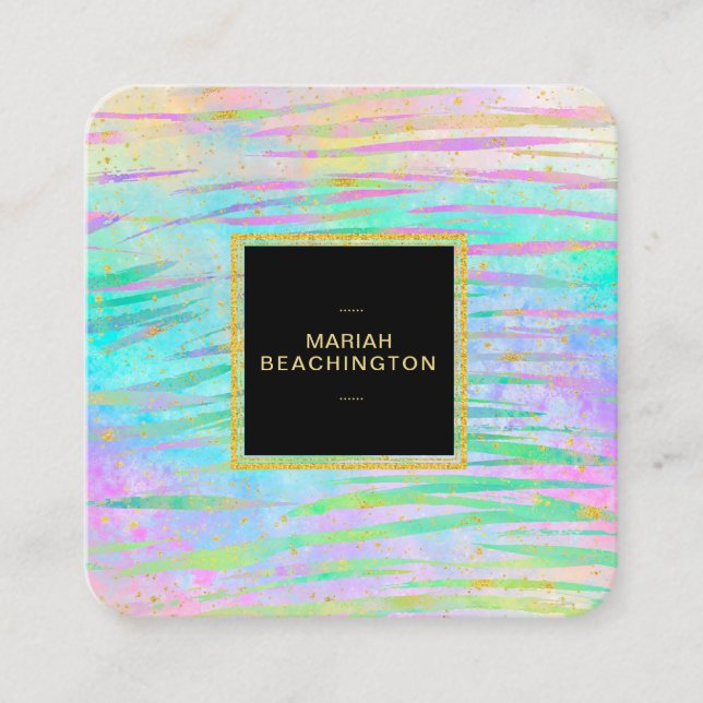 ** Fett Abstraktes Tier AP93 Goldneon Quadratische Visitenkarte (Vorderseite)