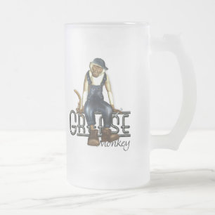 Fett-Affe-Mechaniker-humorvolle Bier-Tasse Mattglas Bierglas