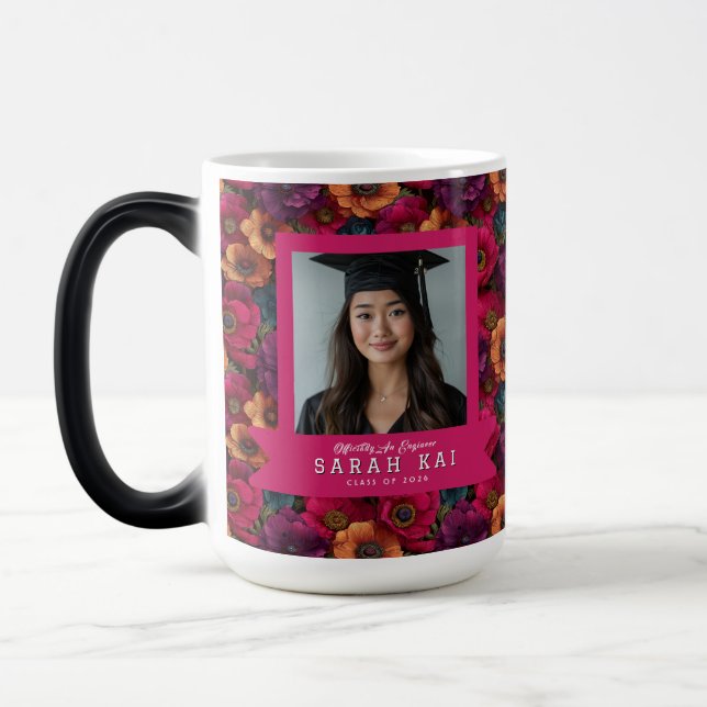 Fett Anemonen Muster Absolvent Kaffee Verwandlungstasse (Links)