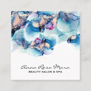 *~* Fett AP29 Türkis Aquamarin Gold Gilded Yummy Quadratische Visitenkarte