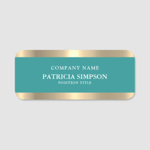 Fett Aquamarine grüne und luxuriöse Metallic Golde Namensschild