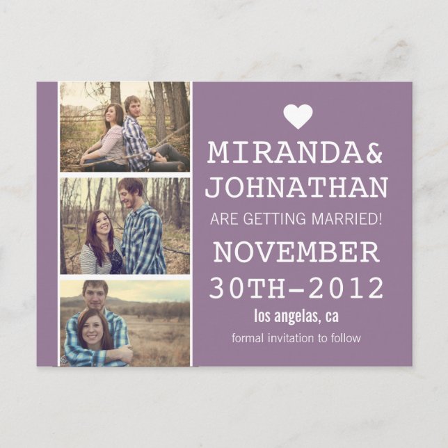 Fett auflegende Foto Save the Date Karten ablegen (Vorderseite)