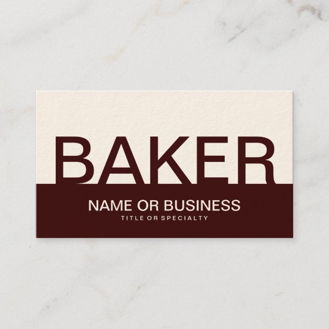 Fett BAKER (Farbe anpassbar) Visitenkarte (Vorderseite)