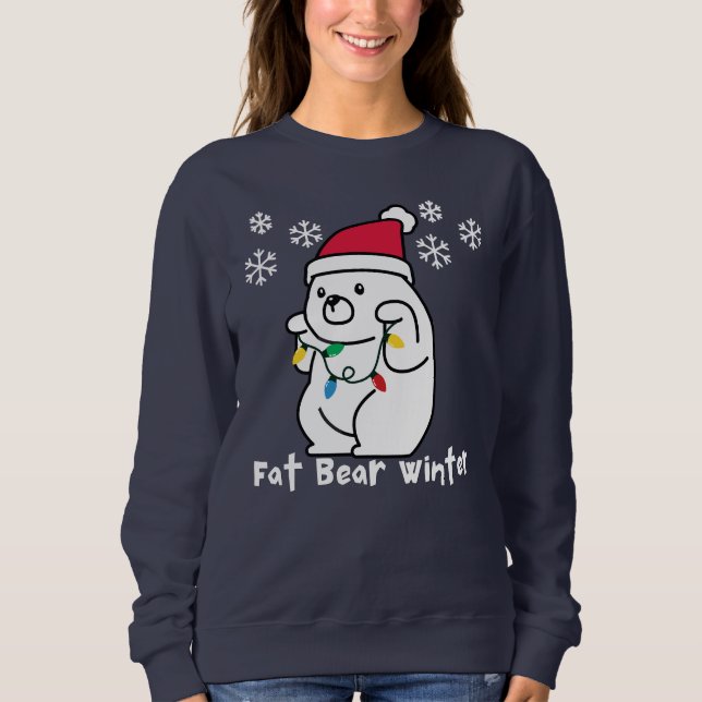Fett BärenWinter, Weihnachtsmannmütze des Weißbäre Sweatshirt (Vorderseite)