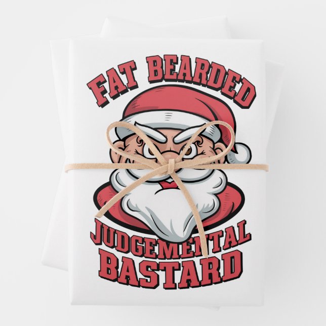 Fett Bartgeist Bastard Unglaublich witzig Santa Geschenkpapier Set (Beispiel)