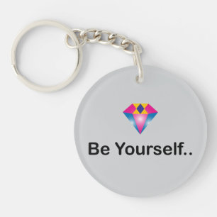 Fett "Be Yourself" Zitat mit glänzendem Diamant Schlüsselanhänger