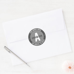 Fett bearbeitbarer Text und Monogramm Grau und W Runder Aufkleber
