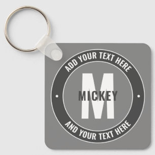 Fett bearbeitbarer Text und Monogramm Grau und W Schlüsselanhänger