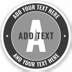 Fett bearbeitbarer Text und Monogramm   Schwarz &  Aufkleber