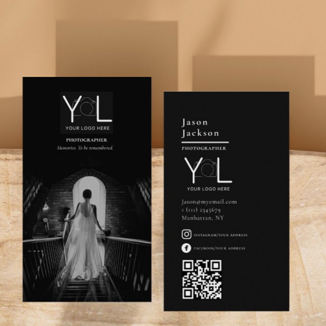 Fett Black Fotograf QR Code Social Media Foto Visitenkarte (Von Creator hochgeladen)