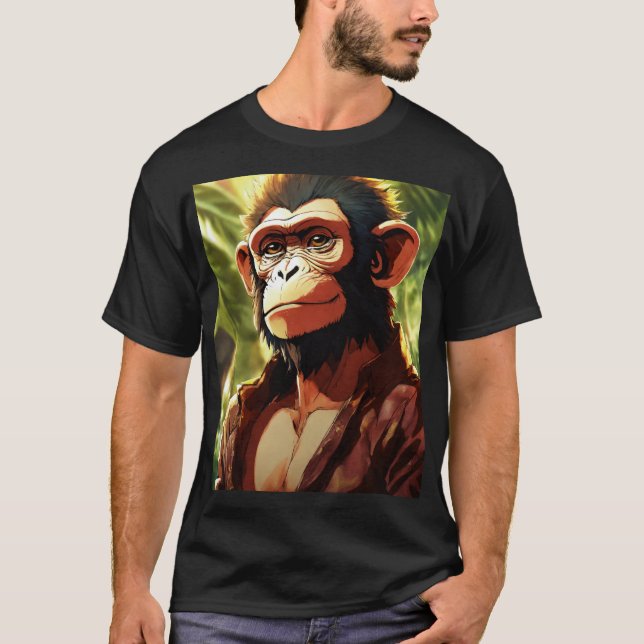 Fett Black Gorilla Print T-Shirt - Entfesseln Sie  (Vorderseite)