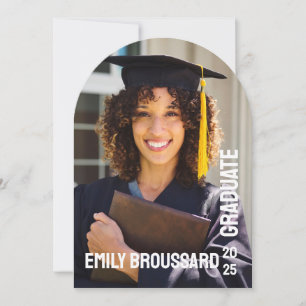 Fett Black Minimalistisch Arch Foto Graduation Par Einladung