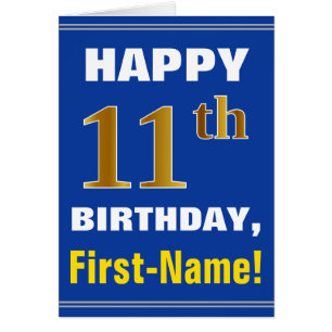 Fett, blau, Imitate Gold 11. Geburtstag mit Name C