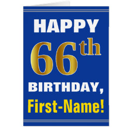 Fett, blau, Imitate Gold 66. Geburtstag mit Name C