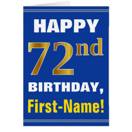 Fett, blau, Imitate Gold 72. Geburtstag mit Name C
