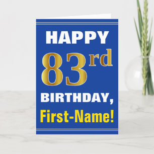 Fett, blau, Imitate Gold 83. Geburtstag mit Name C Karte