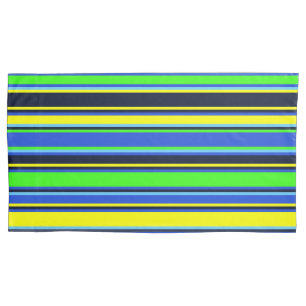 Fett blau, Limon und gelb Streifen Kissen Kissenbezug