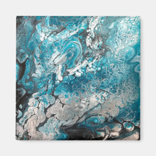Fett Blau und Schwarz Abstrakt Magnet