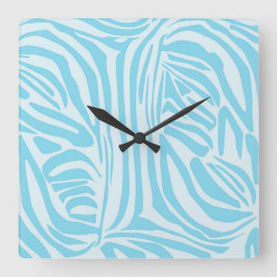 Fett Blau und Weiß Zebra Druck Quadratische Wanduhr