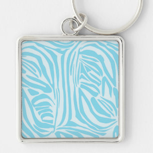 Fett Blau und Weiß Zebra Druck Schlüsselanhänger