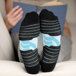 Fett Blau und Weiß Zebrastreifen Socken