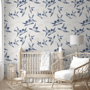 Fett blaue Birds Peel & Stick Tapete