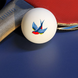 Fett Blaue Traditionelle Schwalben-Tätowierung im Tischtennisball