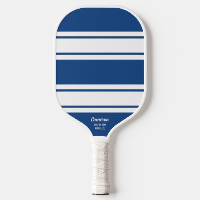 Fett blauer moderner Streifen Personalisierter ben Pickleball Schläger (Vorderseite)