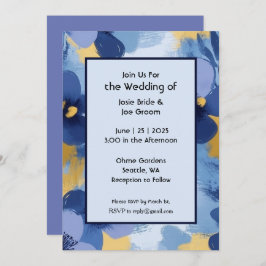 Fett-blaugelbe Wildblumen Einladung zur Hochzeit