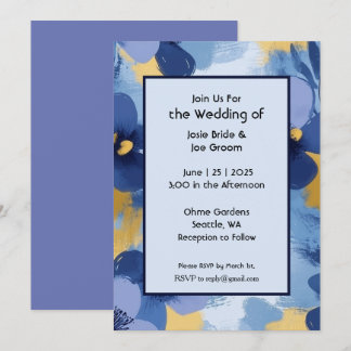 Fett-blaugelbe Wildblumen Einladung zur Hochzeit