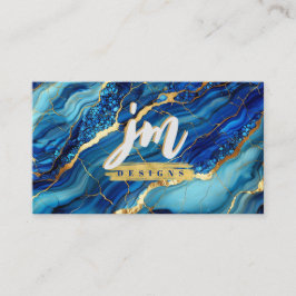 Fett Blue & Gold Marble Moderne Visitenkarte