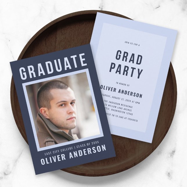 Fett Blue Graduate Ankündigung und Grad Party (Von Creator hochgeladen)