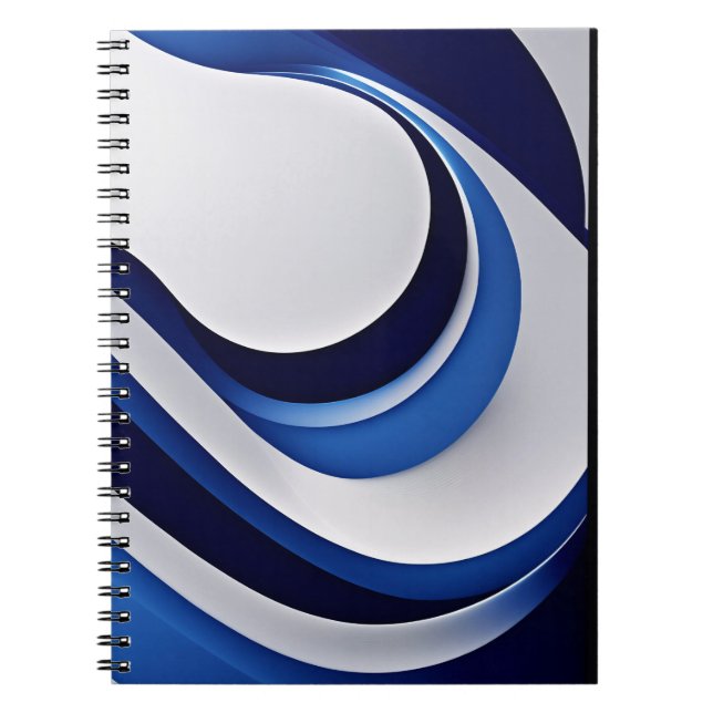 Fett Blue White Futuristic Wave Notebook Notizblock (Vorderseite)