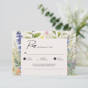 Fett Bohemische farbige Wildblume Einmalige RSVP-K RSVP Karte