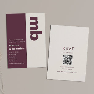 Fett Bordeaux Editor QR Hochzeit Einladung