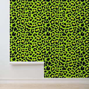 Fett Bright Green 1980er Punk Leopard Print Tapete