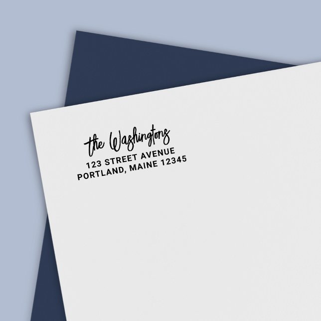 Fett Brush Script Nachname-Rücksendeadresse Permastempel (Von Creator hochgeladen)