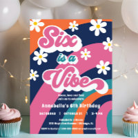 Fett bunt 6. Geburtstag Sechs ist ein Vibe Groovy