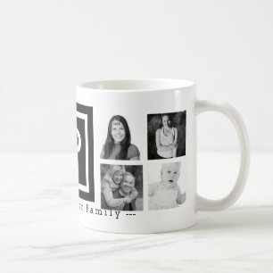 Fett-BW-Monogramm mit 8 Instagram-Fotos-Collage Kaffeetasse