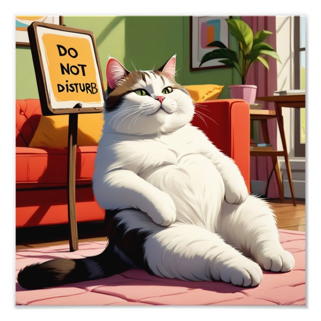 Fett Cat Funny nicht stören Fotodruck (Vorne)