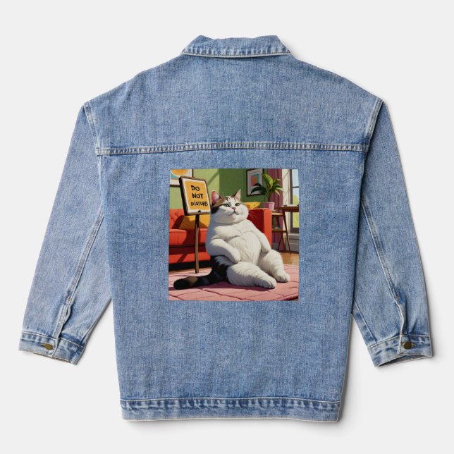 Fett Cat Funny nicht stören Jeansjacke (Rückseite)