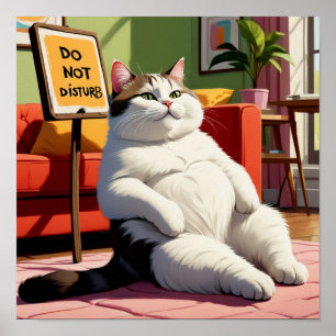 Fett Cat Funny nicht stören Poster