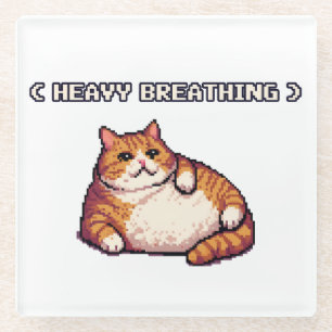 Fett-Cat-Mem-Pixelkunst Glasuntersetzer