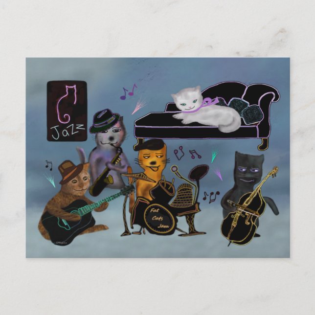 Fett Cats Jam Postkarte (Vorderseite)