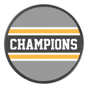 Fett-CHAMPIONS Athletische Grau-Gelbe Streifen Eishockey Puck