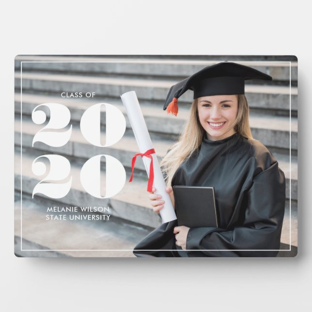 Fett "Class of 2023" Personalisierter Abschluss Fotoplatte (Vorderseite)